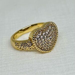 Gold Heart Ring with zirconia Accents